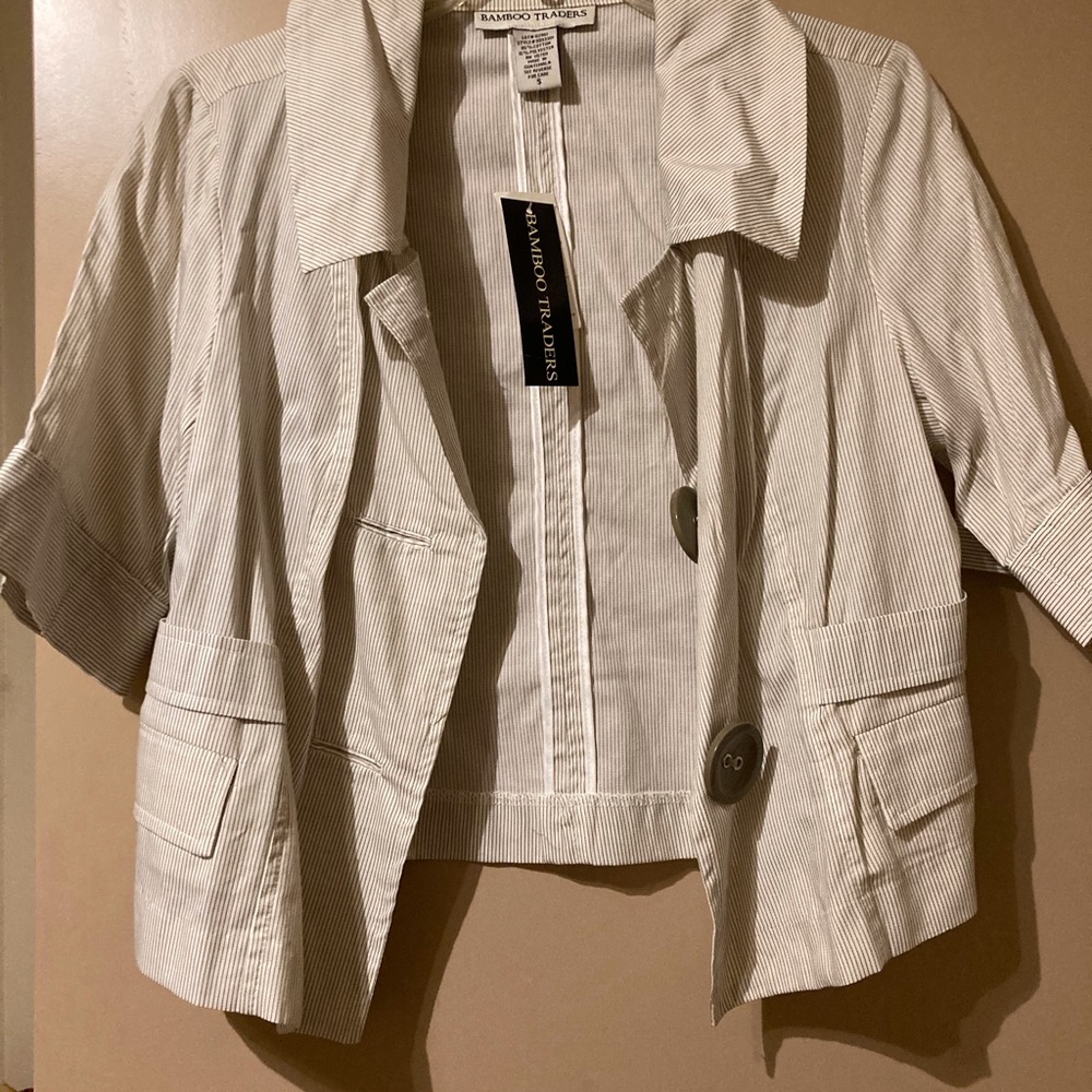NWT crop pinstripe jacket